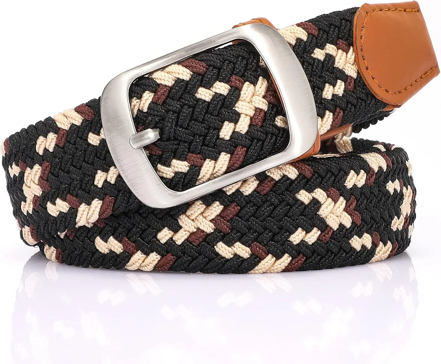 XZQTIVE Braided Belt Stretch Belt for Men and Women Multicolored Woven Golf Belt Elastic Jean Belts