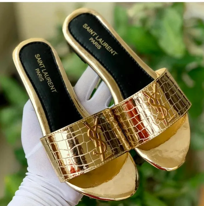 YSL CROCODILE FLAT (GOLD)