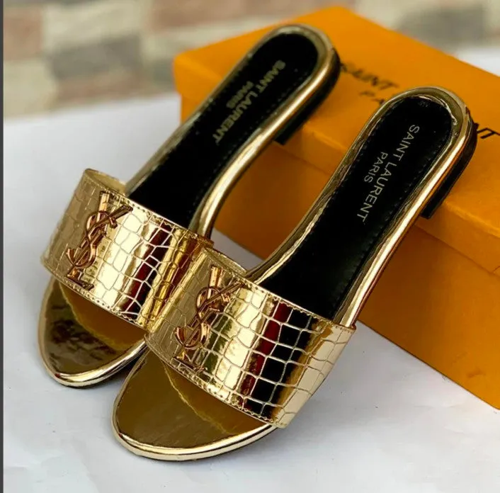YSL CROCODILE FLAT (GOLD)