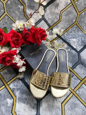 YSL CROCODILE FLAT (GOLD)